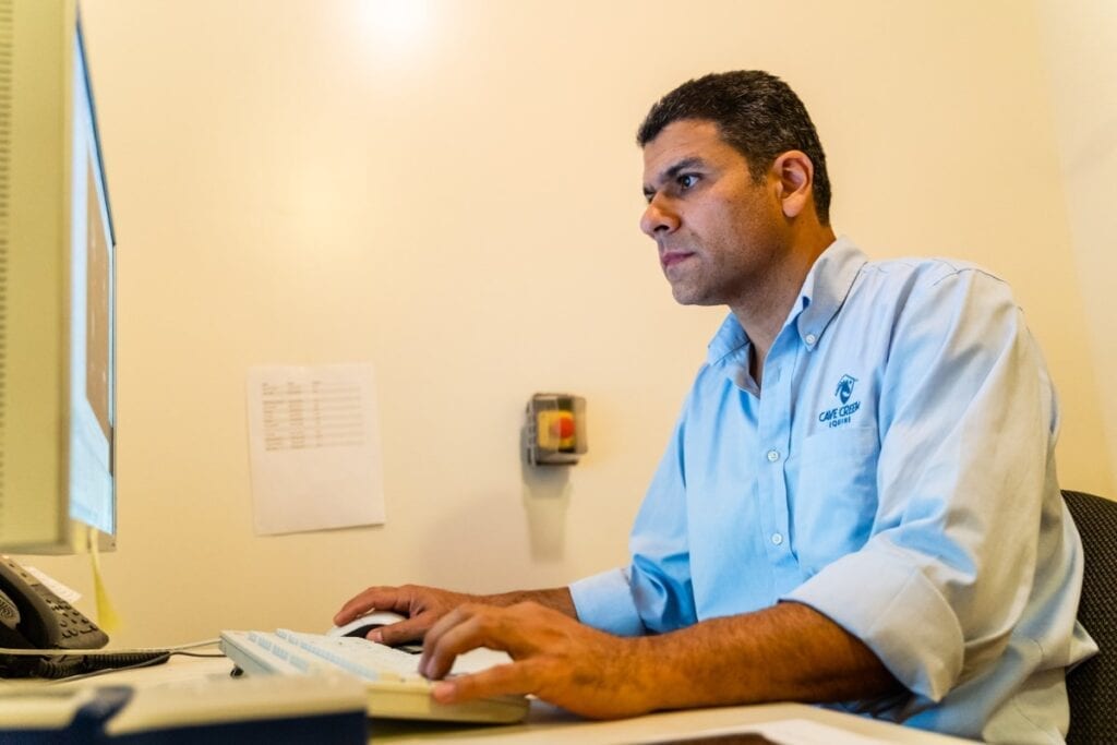 Dr. Fabio at work on computer